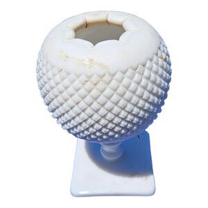 VTG Ivy Rose Bowl English Hobnail Milk Glass (Square Base) by Westmoreland